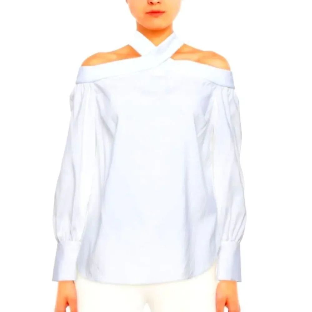 Brunello Cucinelli Silk Off the Shounder Blouse Top size 6 S New